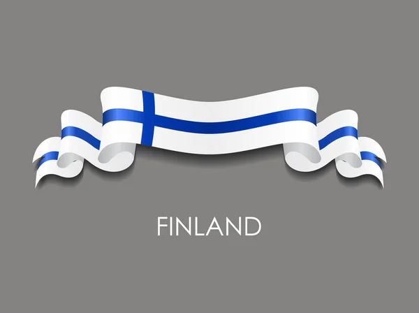 Bandeira finlandesa fundo fita ondulada. Ilustração vetorial . — Vetor de Stock
