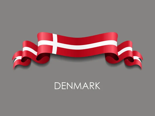 Bandera danesa ondulada cinta de fondo. Ilustración vectorial . — Vector de stock