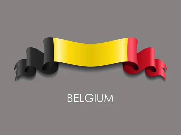 Belgisk flagg vågiga band bakgrund. Vektorillustration. — Stock vektor