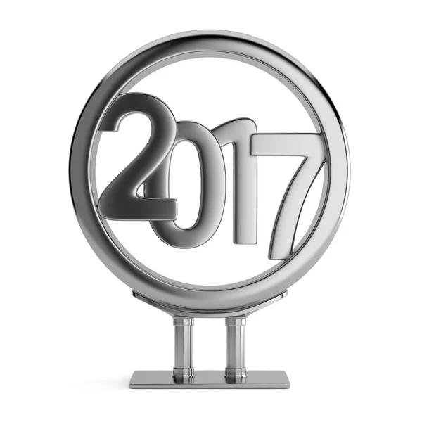 2017 yeni yıl rakamları ile metal billboard — Stok fotoğraf