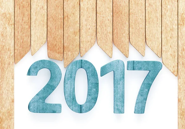 2017 drewniane niebieskie cyfry z desek drewnianych — Zdjęcie stockowe