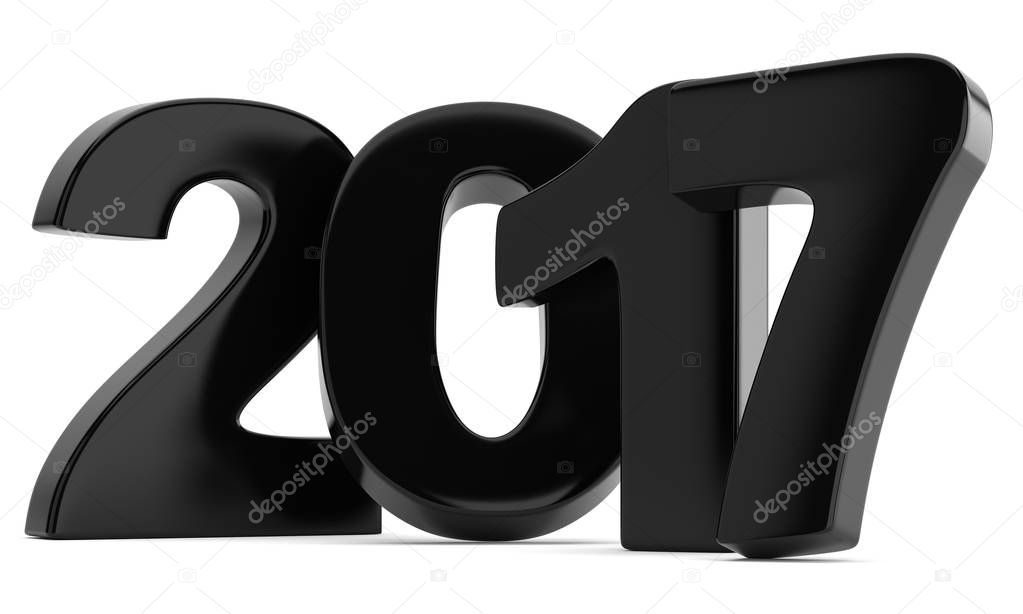 Black 2017 New year digits isolated on white background