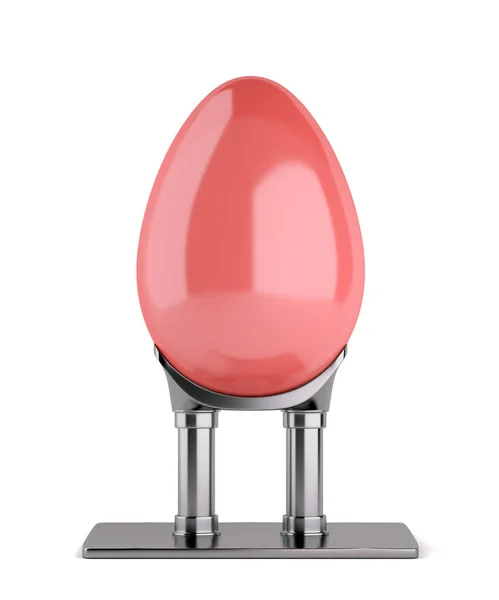 Червоне пасхальне яйце на металевій підставці — стокове фото