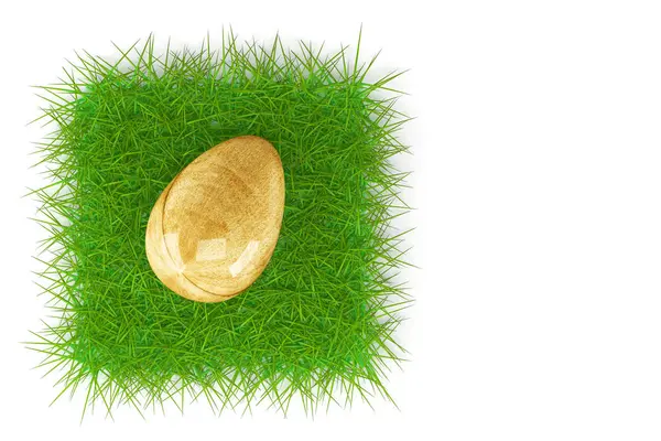 Uovo di Pasqua su erba verde fresca — Foto Stock