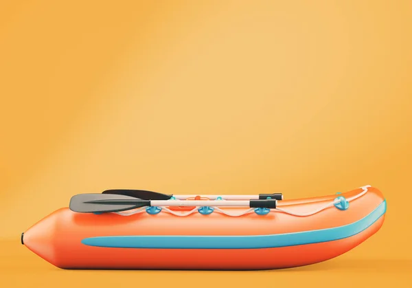 Inflatable boat on orange background — Stock Photo, Image