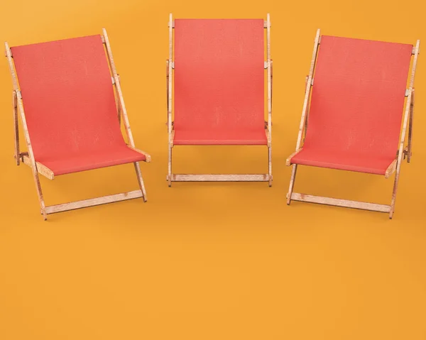 Chaise lounge de madera sobre fondo naranja — Foto de Stock