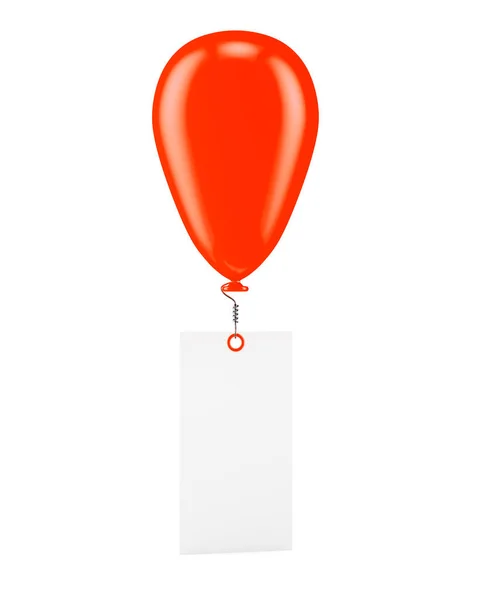 Červený balónek s prázdný nápis izolovaných na bílém pozadí — Stock fotografie