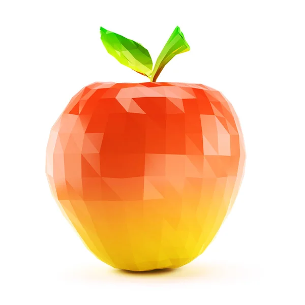 Low poly apple na białym tle — Zdjęcie stockowe