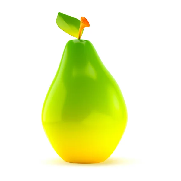 Juicy pear with stem and leaf — Stock Photo, Image