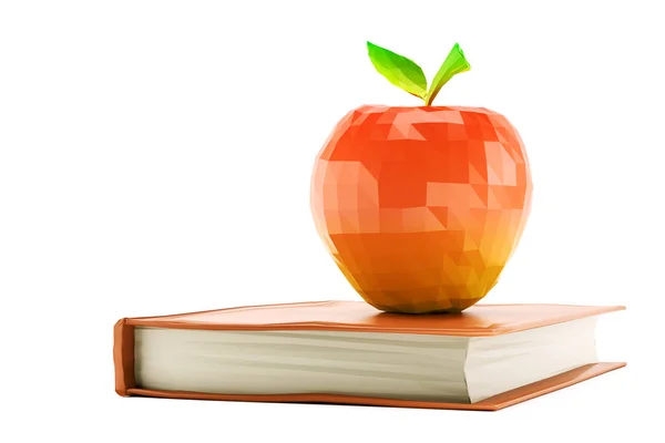 Punainen omena sijoitettu kirja — kuvapankkivalokuva