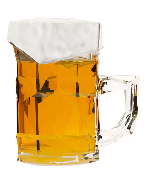 Low poly mug of beer on white background — Stock Photo, Image