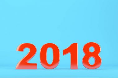 2018 yeni yıl parlak mavi arka plan üzerinde rakamlar