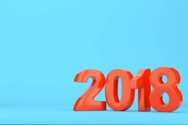 2018 yeni yıl parlak mavi arka plan üzerinde rakamlar