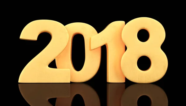Nový rok 2018 sedí na černém pozadí. 3D vykreslování — Stock fotografie