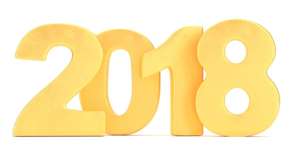 白い背景に分離されたゴールデン 2018年新年フィギュア — ストック写真