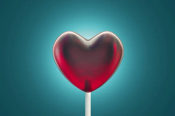 Lollipop godis i hjärta form på Mörkblå bakgrund — Stockfoto