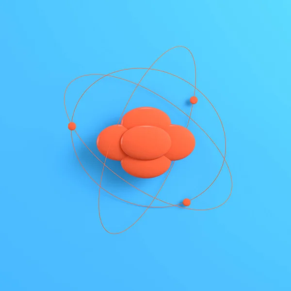 Atom on bright blue background — Stock Photo, Image