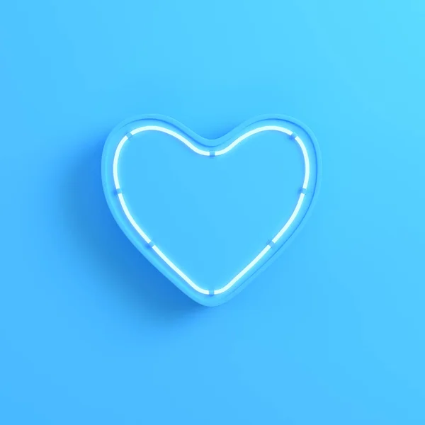 明るい青色の背景のネオンの光の心 — ストック写真