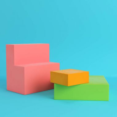 Derma kutuları parlak mavi zemin üzerine