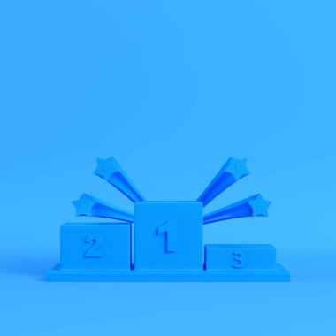 Kazananlar podiup parlak mavi zemin üzerine starsl ile