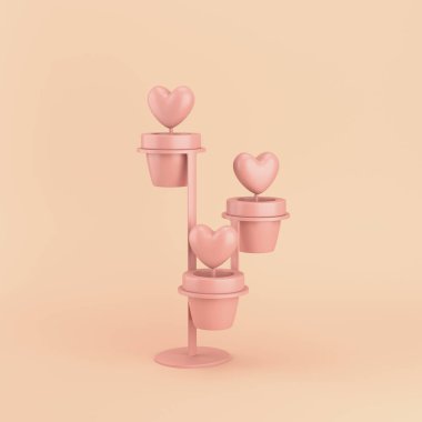 Pastel renkli parlak arka plan üzerinde birlikte bir tencere Kalpler