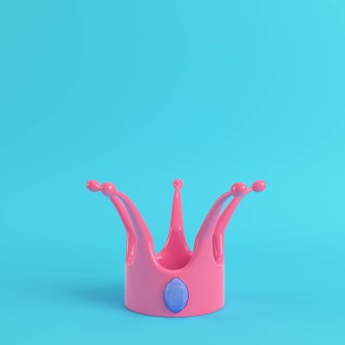 Parlak mavi adam mavi gem ile pembe çizgi film tarzı taç