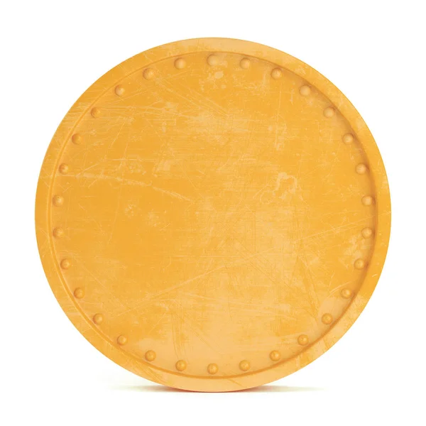 Moneda arañada en blanco dorado aislada sobre fondo blanco —  Fotos de Stock