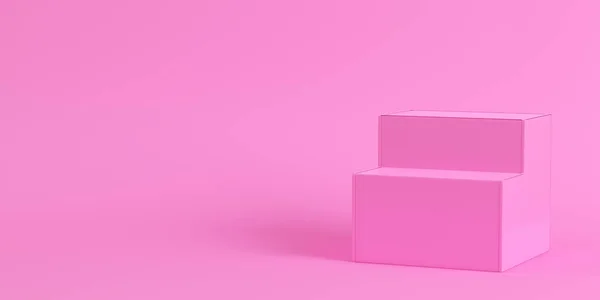W 파스텔 컬러로 밝은 분홍색 배경에 빈 디스플레이 스탠드 — 스톡 사진