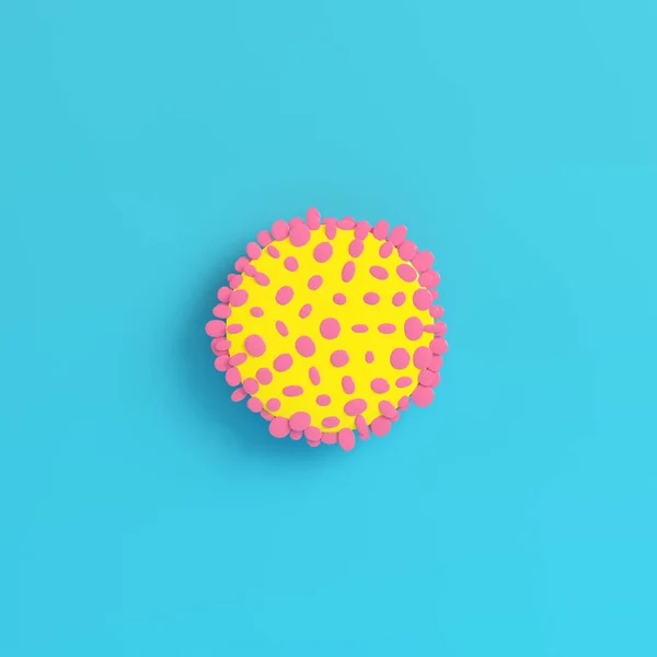 Yellow virus on bright blue background in pastel colors — 스톡 사진