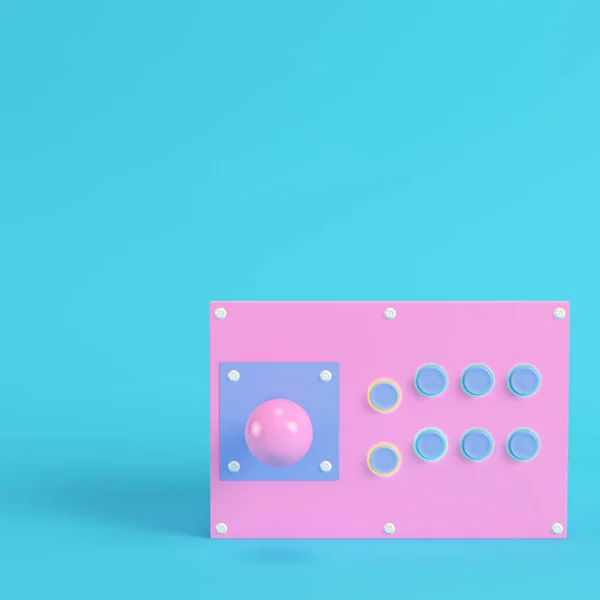 Retro Arcade Game Controller Felblauwe Achtergrond Pastelkleuren Minimalisme Concept Renderen — Stockfoto