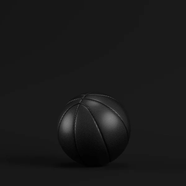 Black basketball ball on dark background. Minimalism concept. 3d render