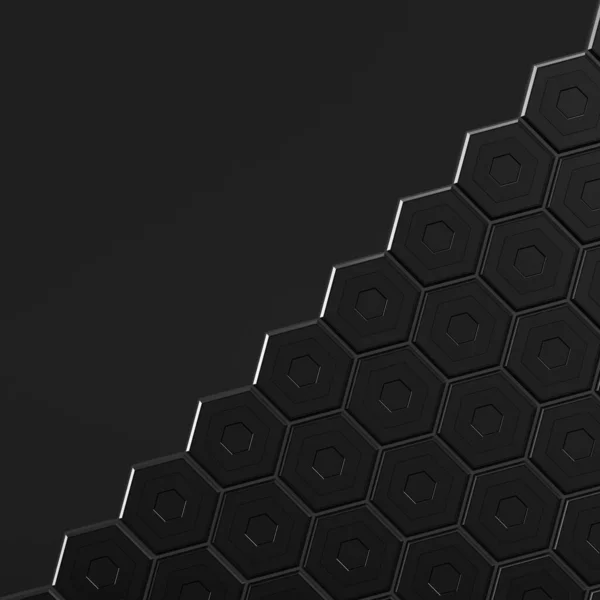 Black abstract hexagon background. Minimalism concept. 3d render