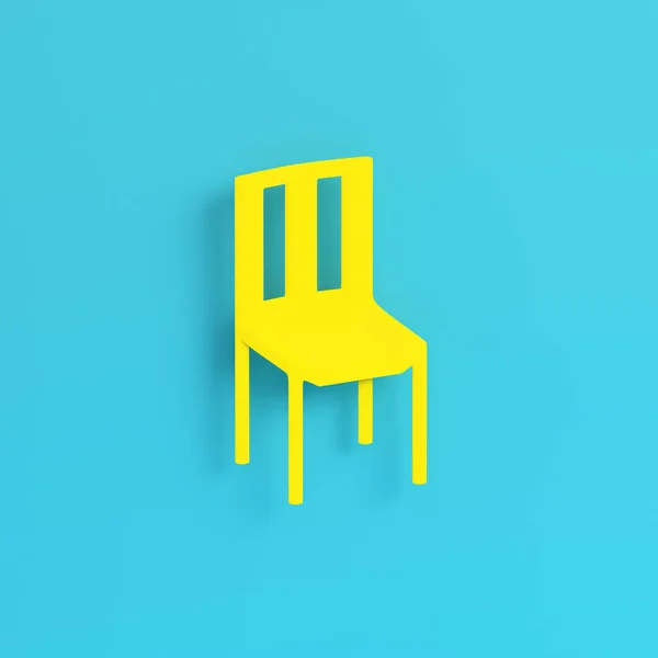 亮蓝色背景的黄色椅子 最低纲领的概念 3D渲染 — 图库照片
