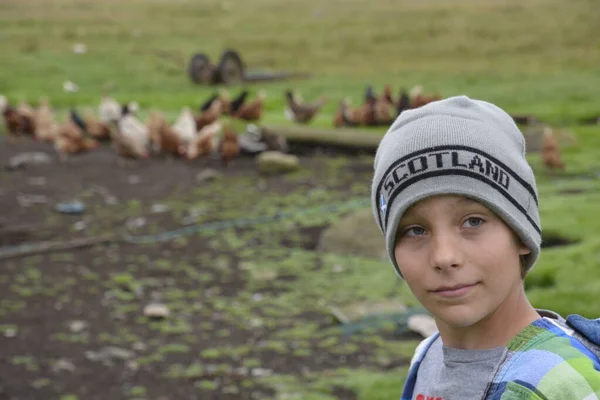 Chłopiec Toque Farmie Szkocji Obrazy Stockowe bez tantiem