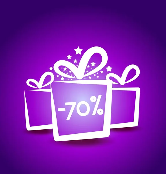 purple discount card with boxes on it