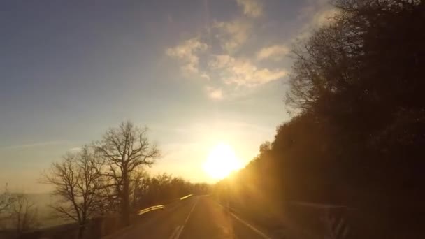 Car driving a countryside road — Wideo stockowe