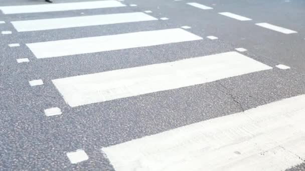 Frau überquert Straße auf Zebra — Stockvideo