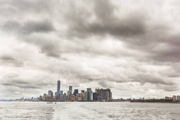 New York, Downtown Manhattan epic view from the river