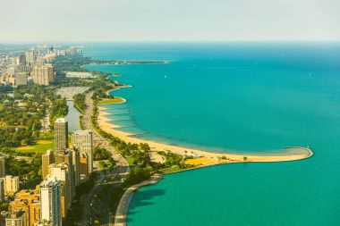 Chicago lakeside havadan görünümü, tonlu görüntü