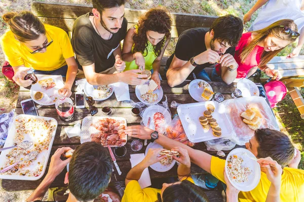 Group of friends having picnic at park — Stock Photo, Image