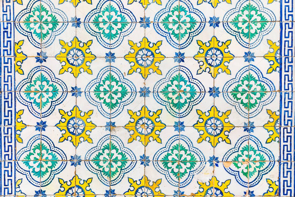 Azulejos tiles on a wall in Lisbon