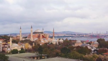 Ayasofya ve Sultanahmet Camii Istanbul'da havadan görünümü