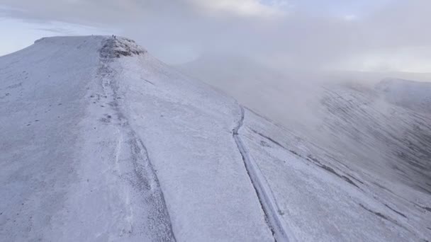 Snowy hills aerial winter panoramic view — Stock Video