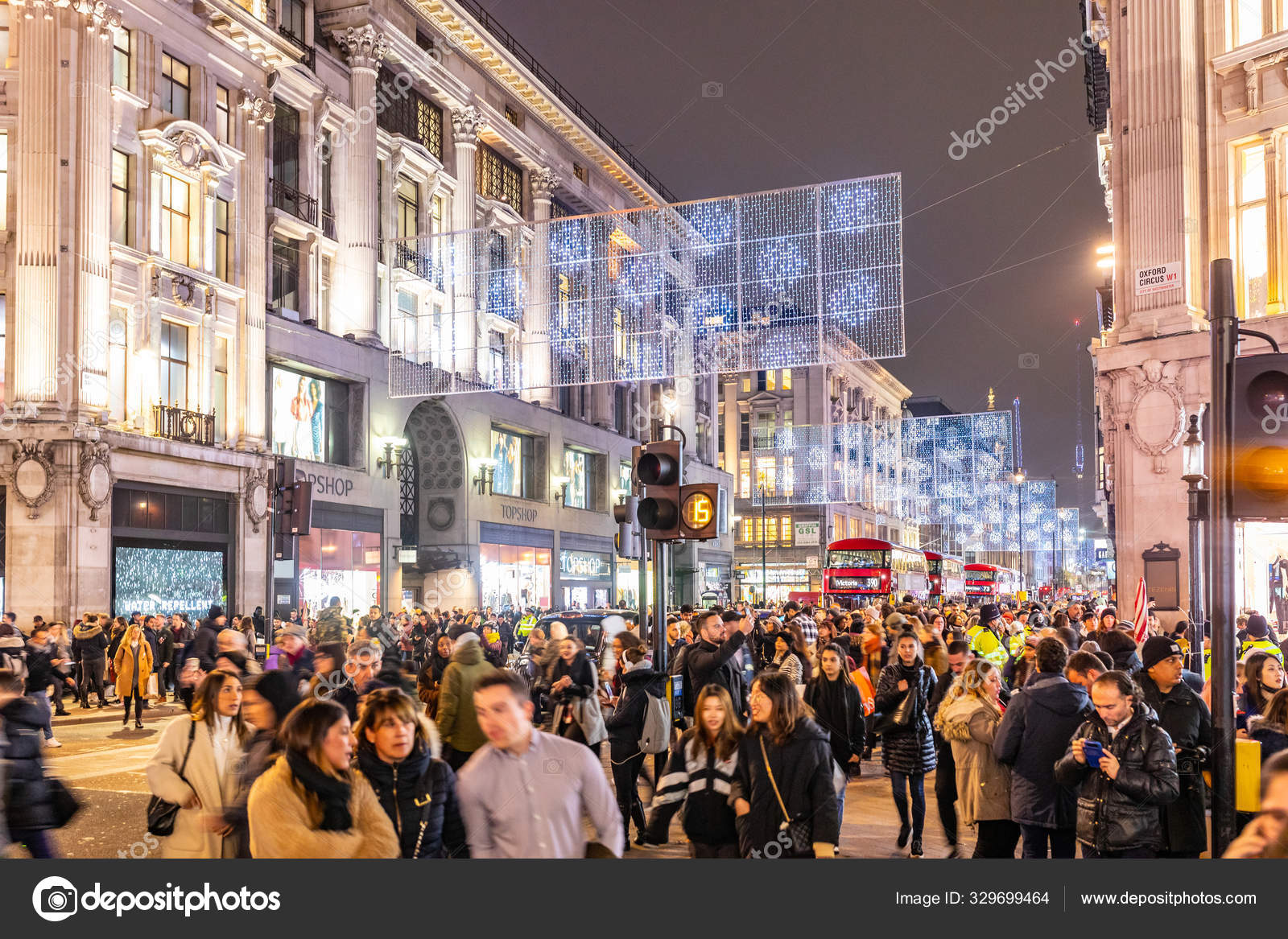 Oxford Circus London Christmas Time Stock Editorial Photo
