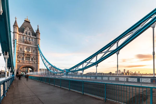 Mooie Tower Bridge Londen Bij Zonsopgang Beroemd Oriëntatiepunt Londen Lange — Stockfoto