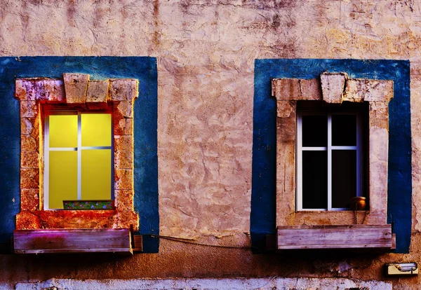 Israel Old Windows at Night — Stock Photo, Image