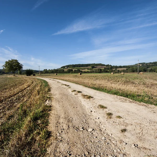 Abschüssige Hügel der Toskana gepflügt — Stockfoto