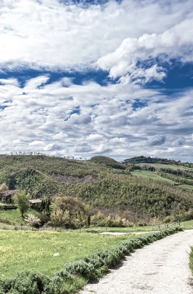 Italienska landskap med grusvägar. — Stockfoto