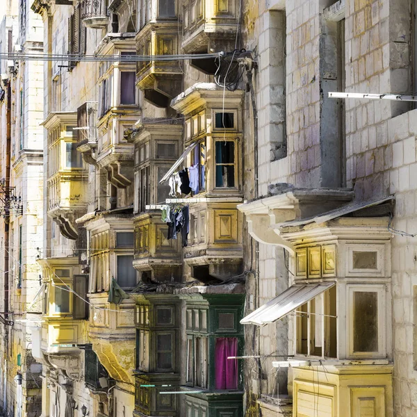Maltese balconies in Valletta. — Stock Photo, Image