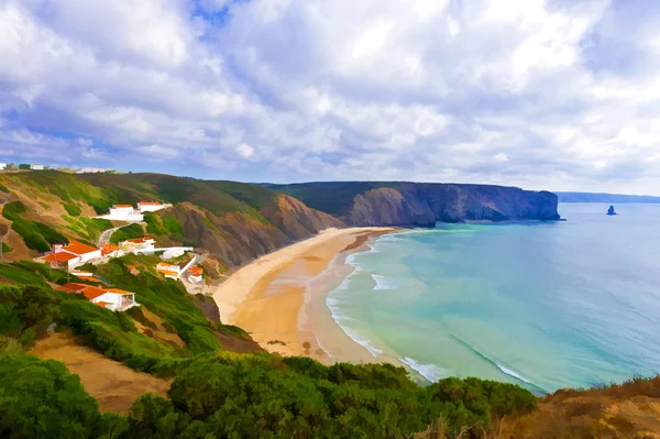 Sandy Beach on the Rocky Coast — Stock Photo, Image